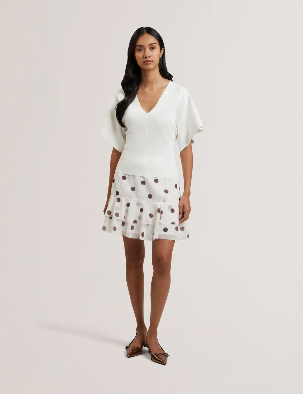 Women REGINAH - Wide Short Sleeve V-Neck Knitted Top - Ted Baker