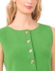 Women Sleeveless Button Down - Crew Neck Button Down With Novelty Button - Ted Baker