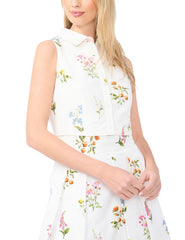 Women YORK Cotton Floral Sleeveless Cropped Shirt - Ted Baker