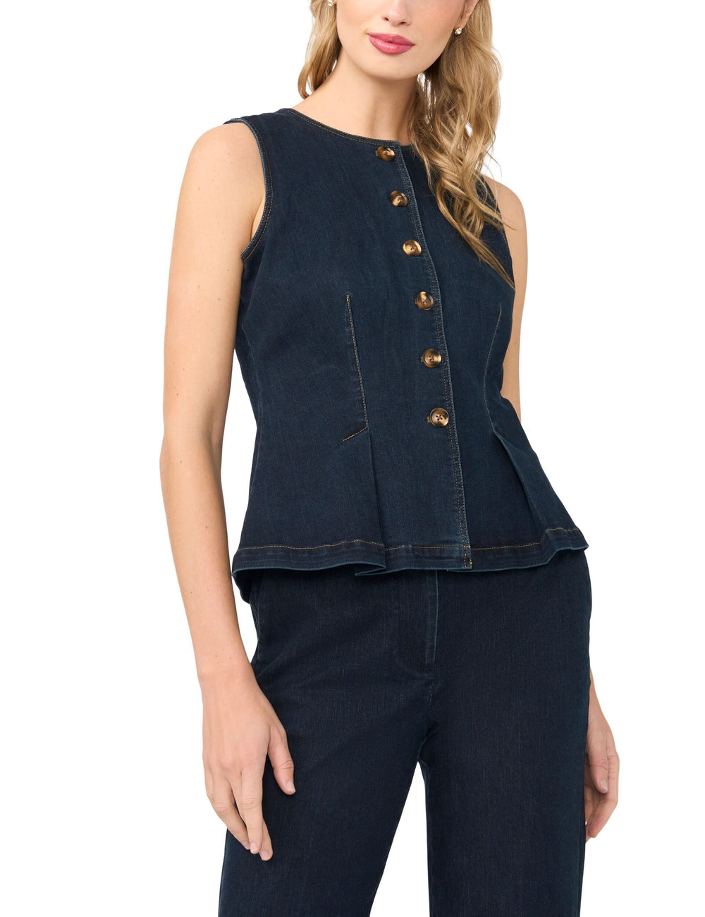 Women GIA Sleeveless Denim Button-Up Top - Ted Baker