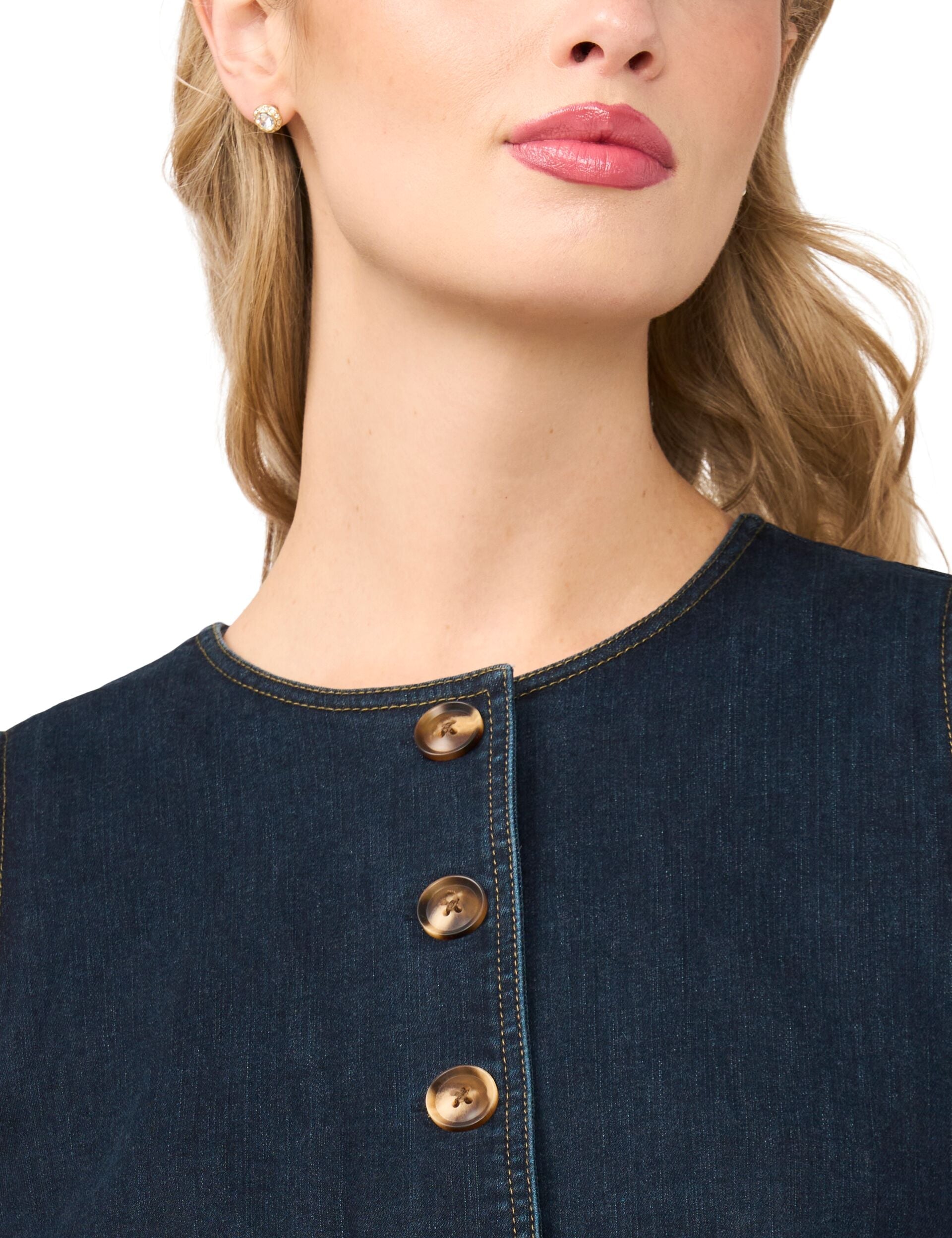 Women GIA Sleeveless Denim Button-Up Top - Ted Baker