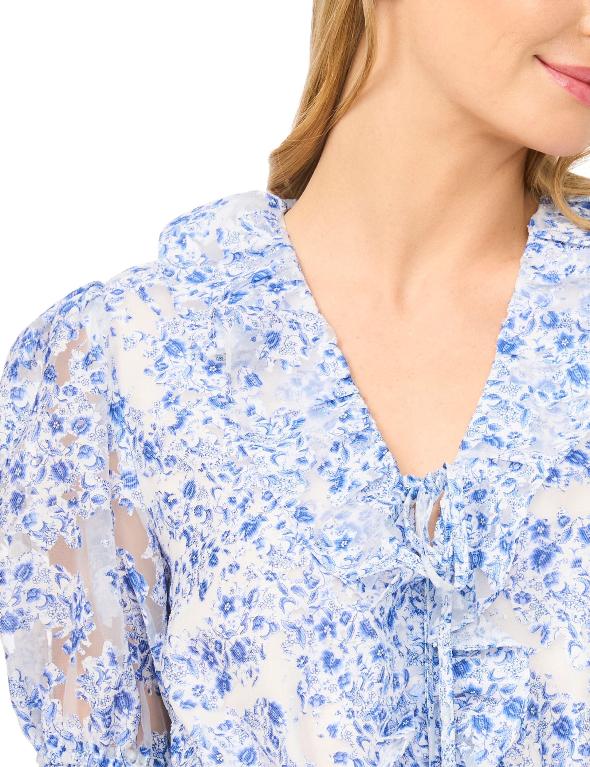Women CLARISE Floral Ruffled V-Neck Cropped Blouse - Ted Baker