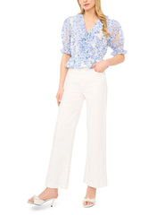 Women CLARISE Floral Ruffled V-Neck Cropped Blouse - Ted Baker