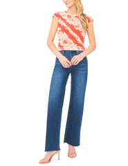 Women JODIE Floral Stripe Cap Sleeve Fitted T-Shirt - Ted Baker