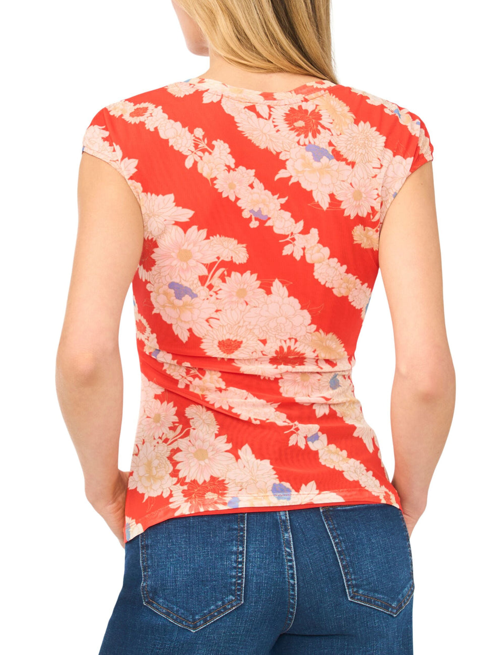 Women JODIE Floral Stripe Cap Sleeve Fitted T-Shirt - Ted Baker