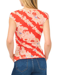 Women JODIE Floral Stripe Cap Sleeve Fitted T-Shirt - Ted Baker