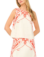 Women GEORGIA Printed Detail Relaxed Linen Shell Top - Ted Baker