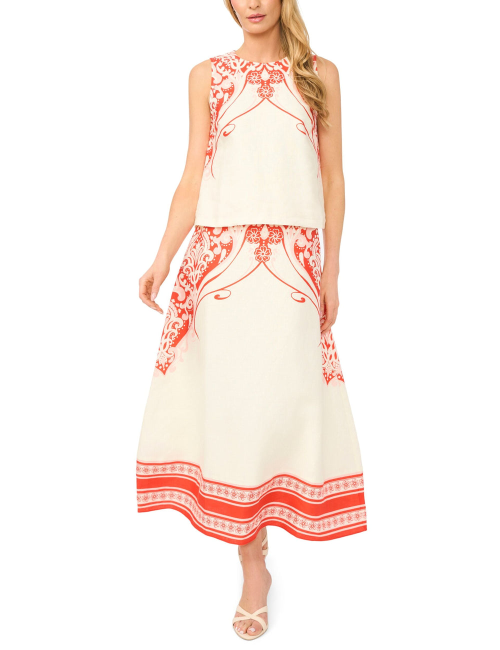 Women GEORGIA Printed Detail Relaxed Linen Shell Top - Ted Baker