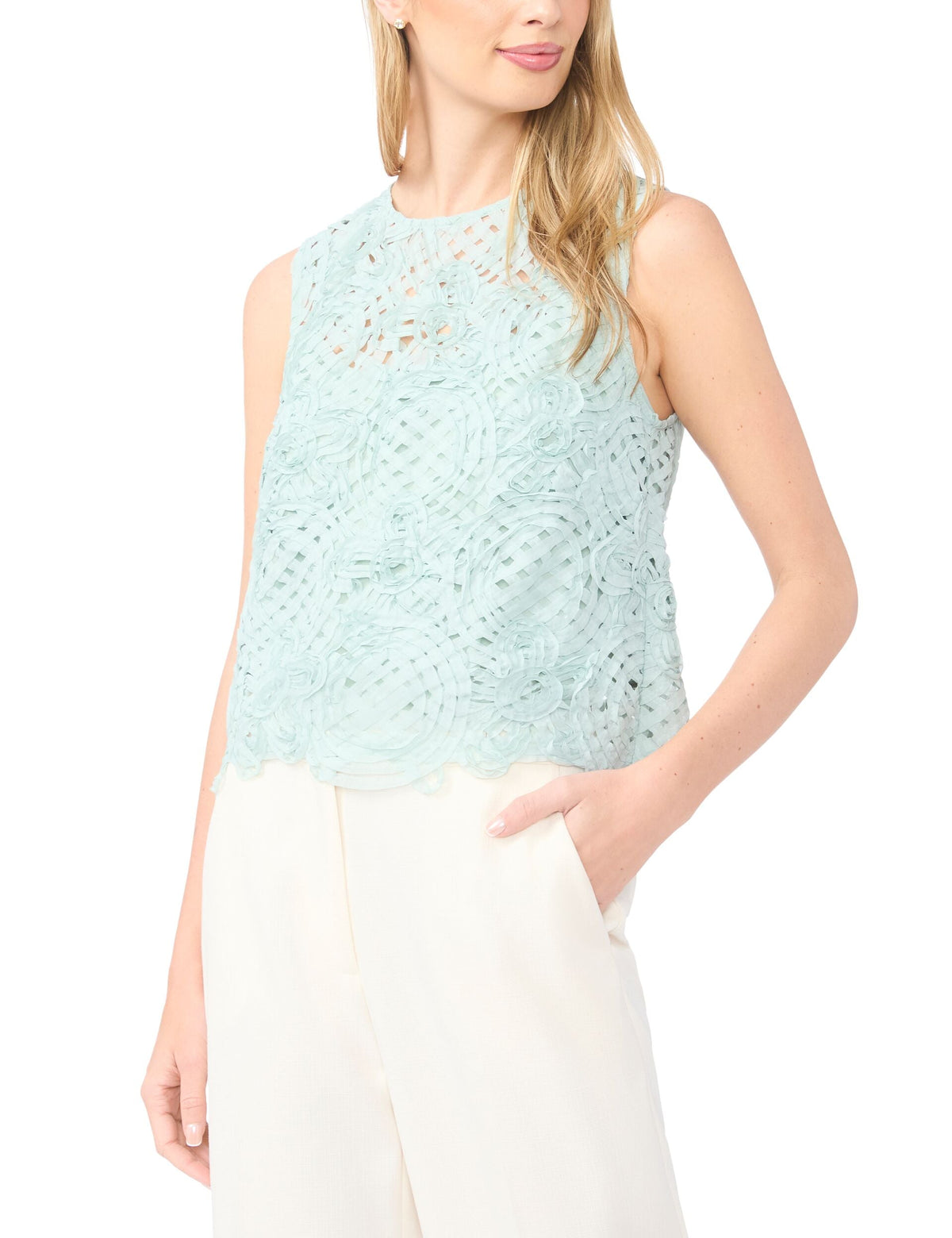 Women HAZEL Floral Crosshatch Cropped Shell Top - Ted Baker
