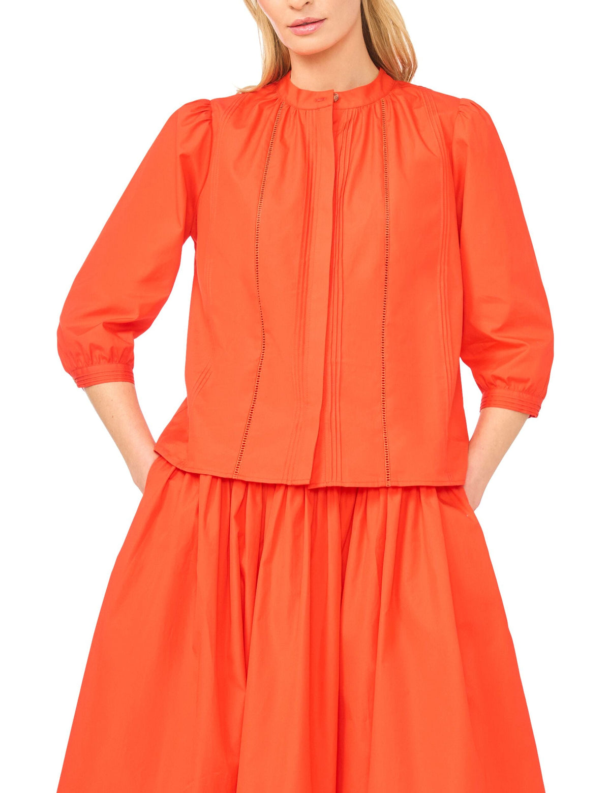 Women CAMILLE Relaxed Mandarin Collar Cotton Blouse - Ted Baker