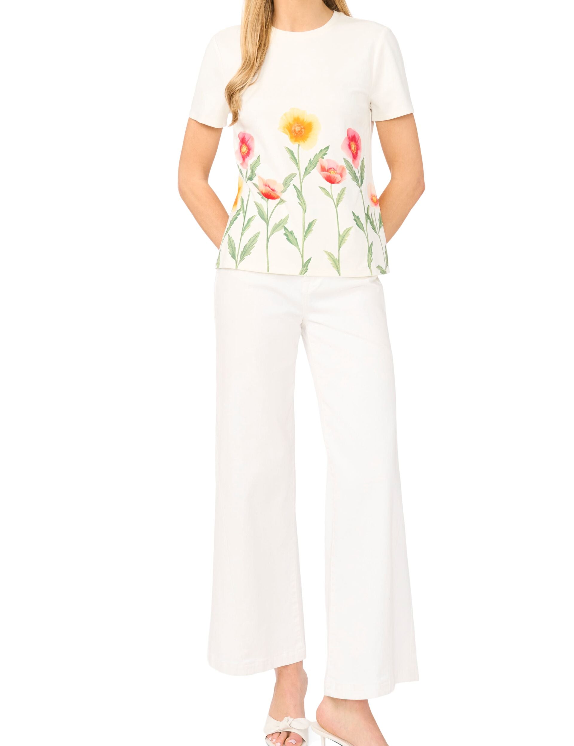 Women WILLOW Floral Border Crew Neck T-Shirt - Ted Baker