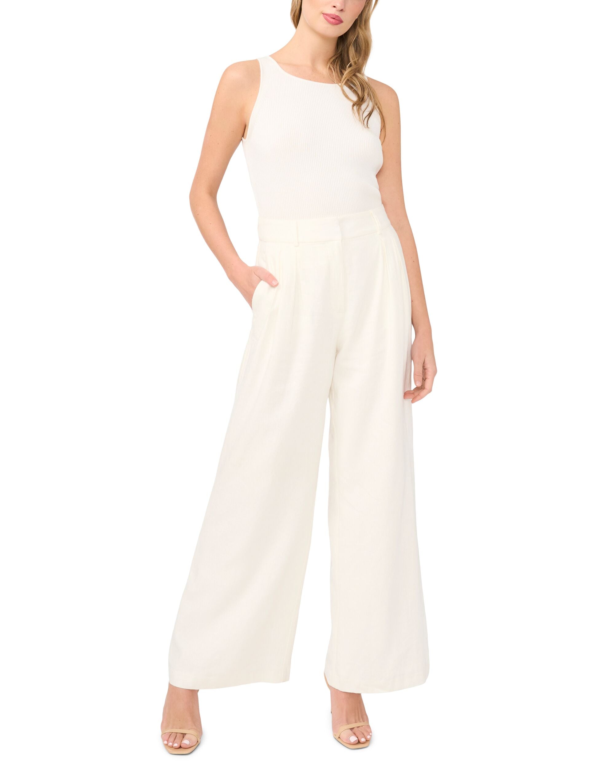 Women BEATRICE Linen Blend Tailored Wide Leg Pants - Ted Baker