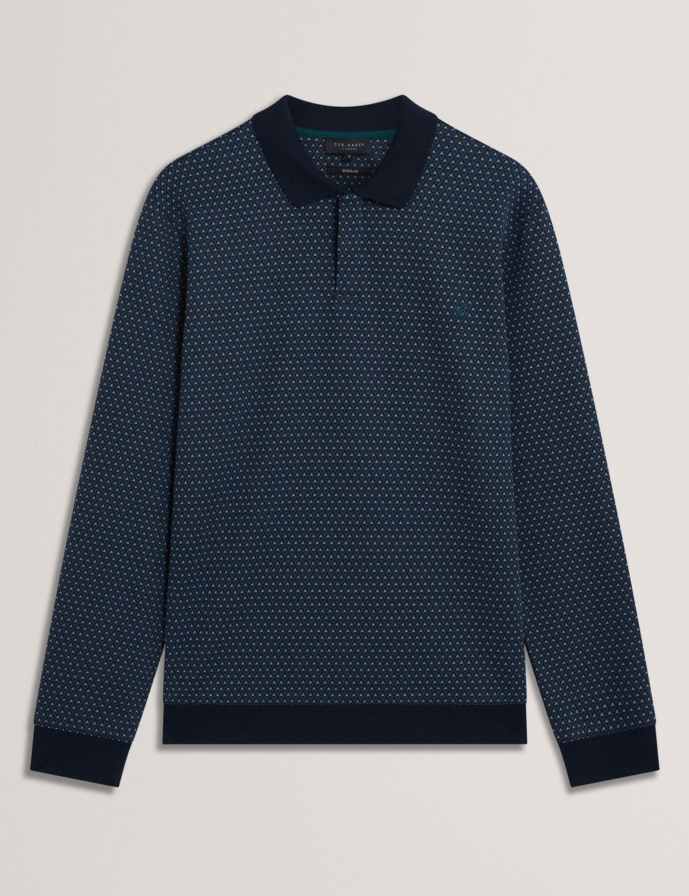 Sale|Men DURAND Micro Geo Jacquard Long Sleeve Polo - Ted Baker
