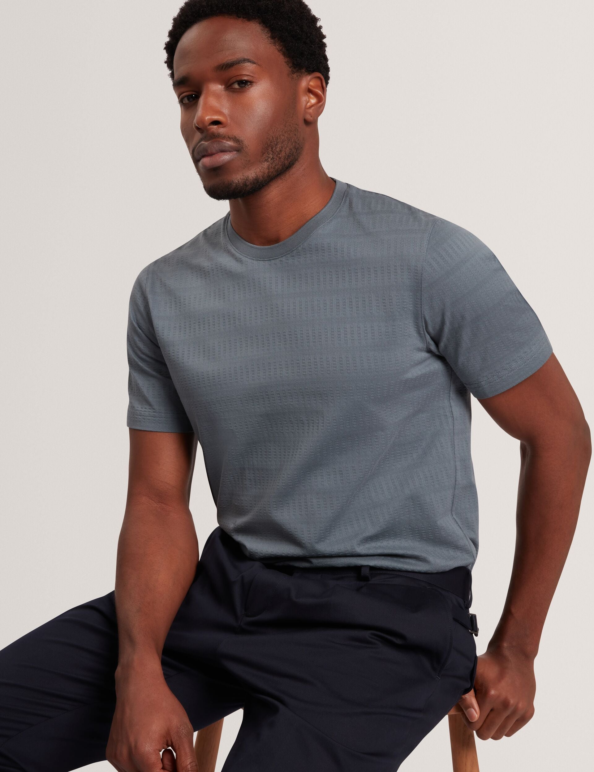 Sale|Men XADIEL - Short Sleeve Mixed Texture Stripe T-Shirt - Ted Baker