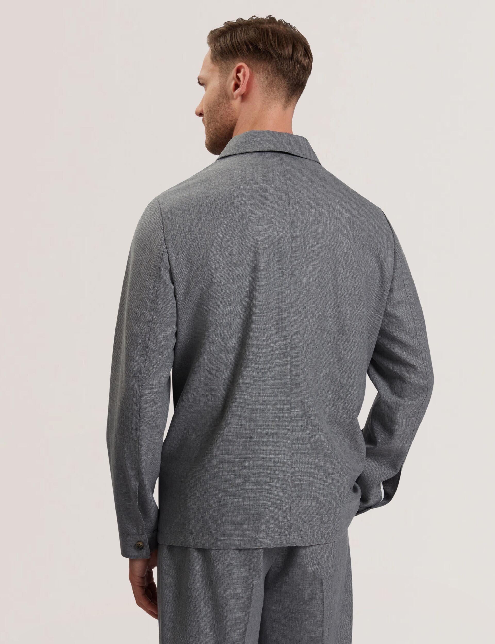 Men SELWYNJ - Grey Lightweight Wool Blend Shirt Jacket - Ted Baker