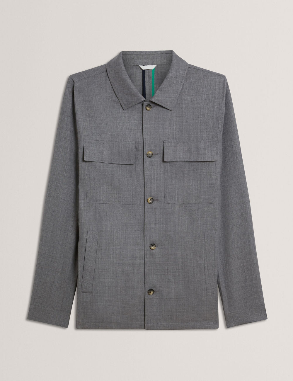 Men SELWYNJ - Grey Lightweight Wool Blend Shirt Jacket - Ted Baker