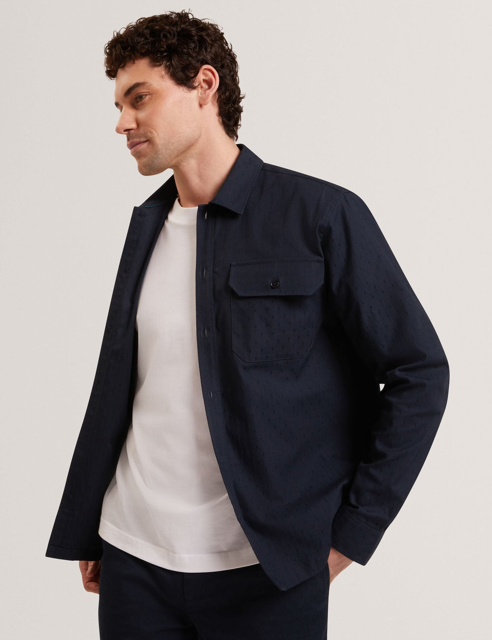Men LEVON Jacquard Dotted Texture Utility Overshirt - Ted Baker