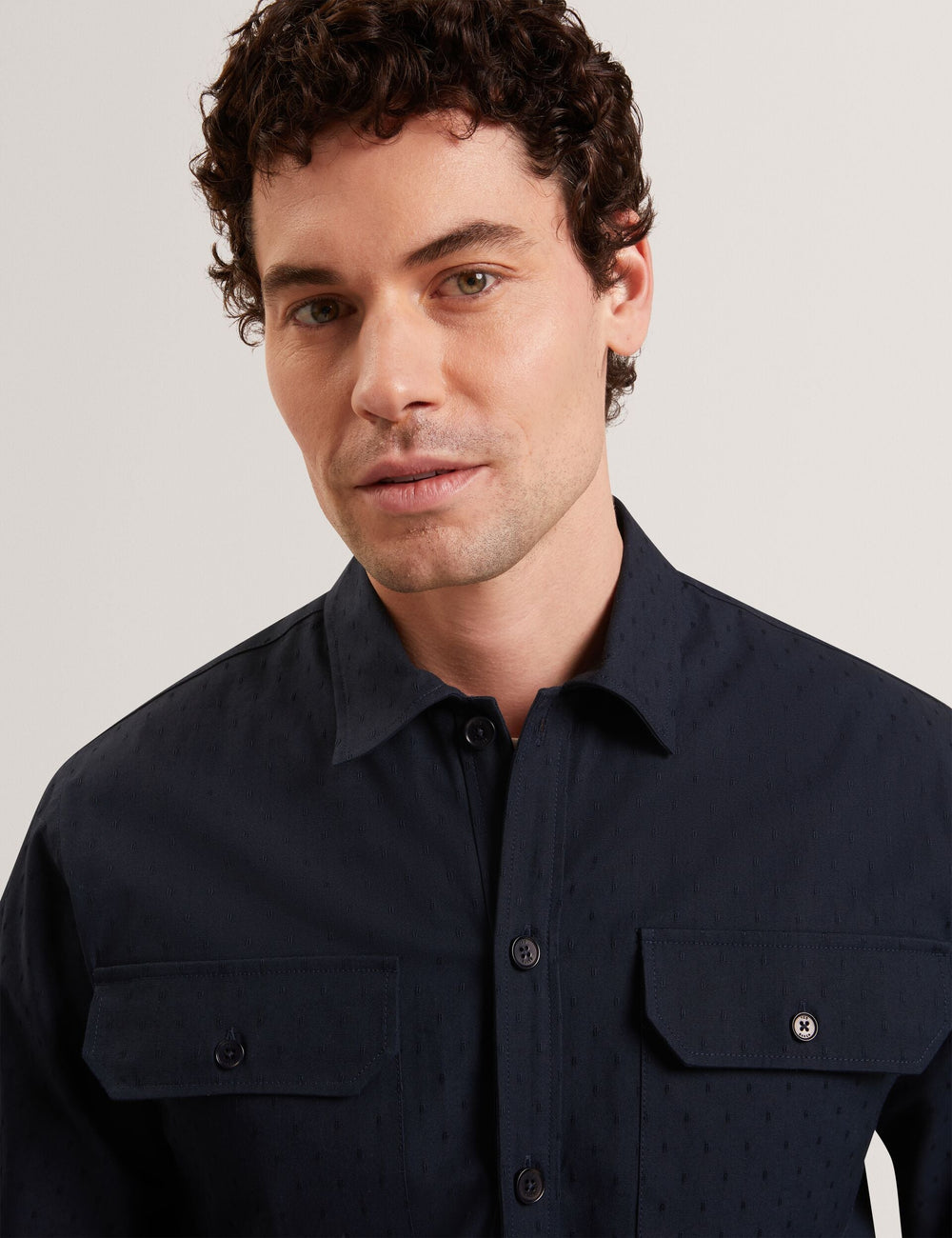 Men LEVON Jacquard Dotted Texture Utility Overshirt - Ted Baker