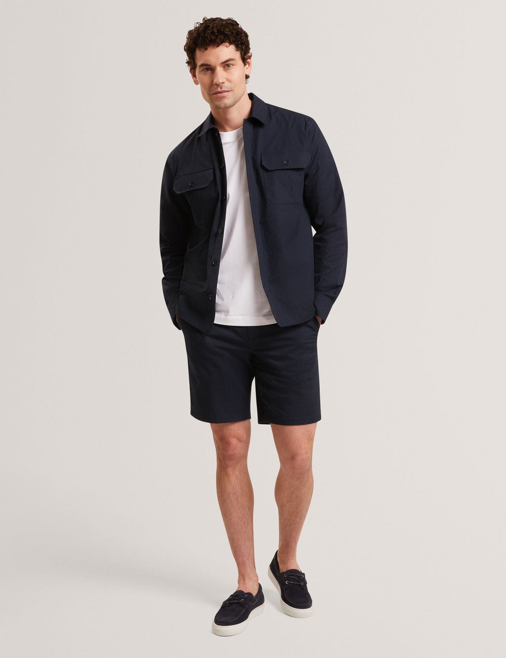 Men LEVON Jacquard Dotted Texture Utility Overshirt - Ted Baker