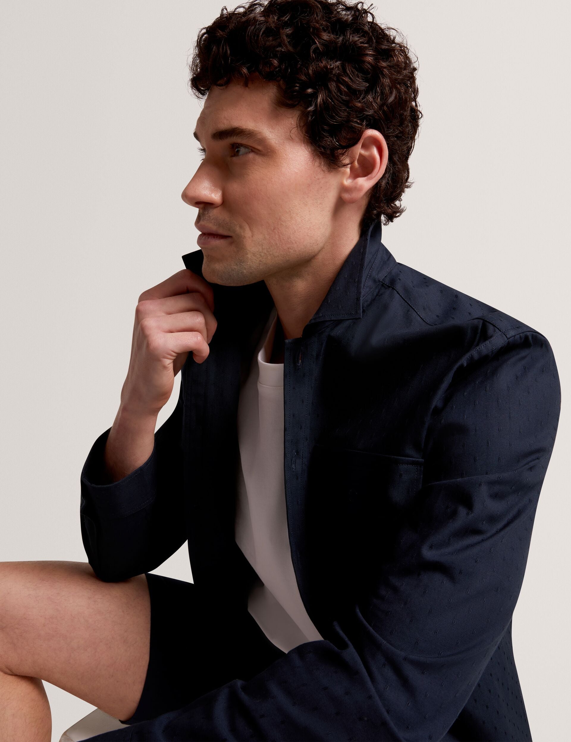 Men LEVON Jacquard Dotted Texture Utility Overshirt - Ted Baker