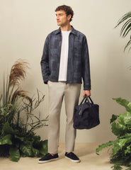 Men IWOJAN Mixed Weave Stripe Zip-Through Overshirt - Ted Baker