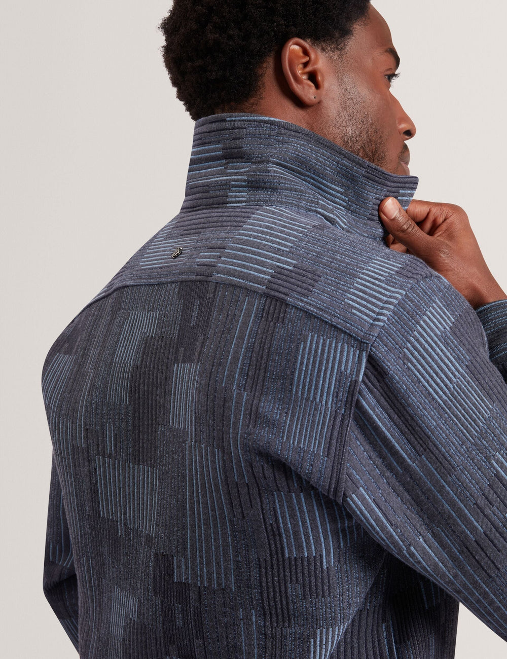 Men IWOJAN Mixed Weave Stripe Zip-Through Overshirt - Ted Baker