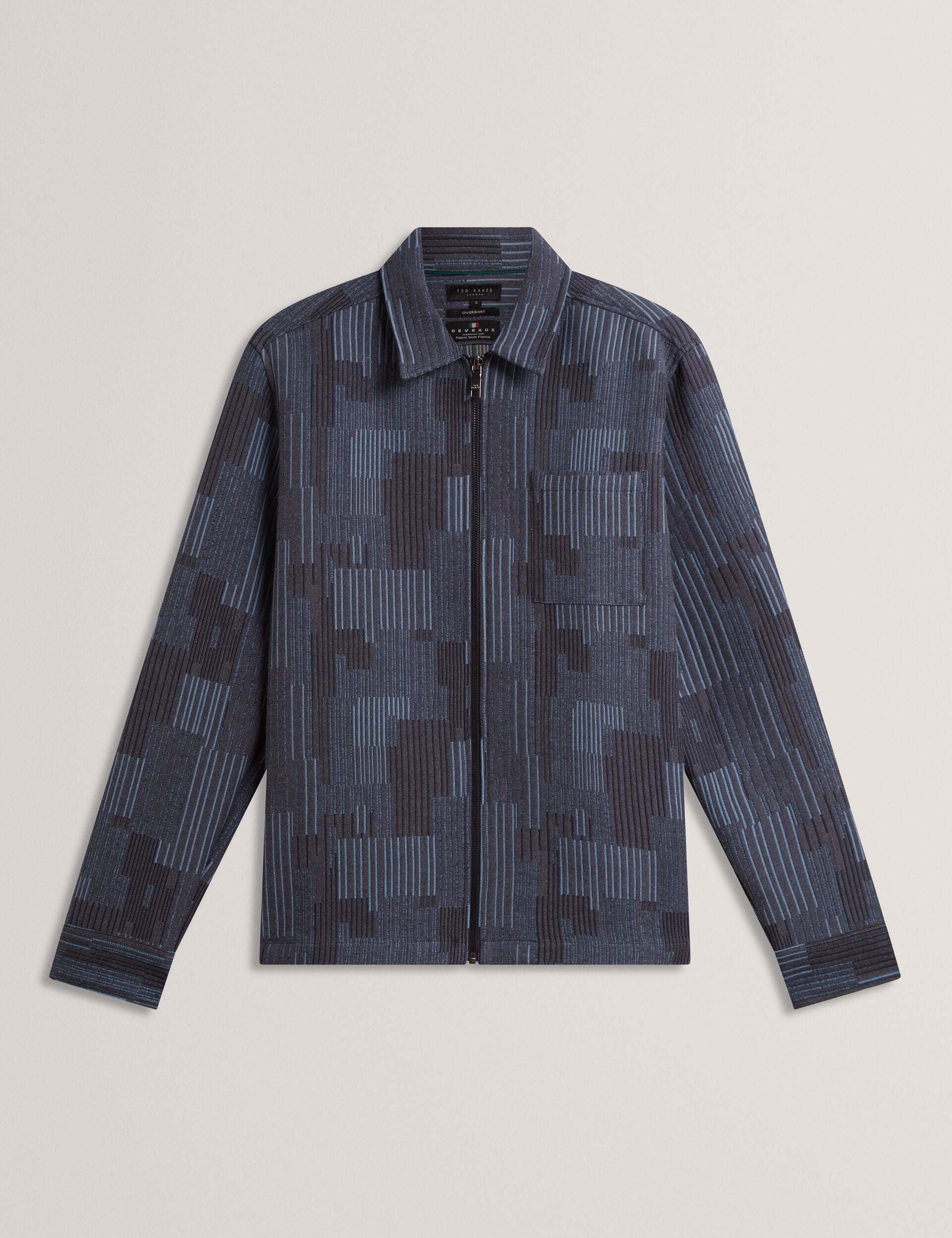 Men IWOJAN Mixed Weave Stripe Zip-Through Overshirt - Ted Baker