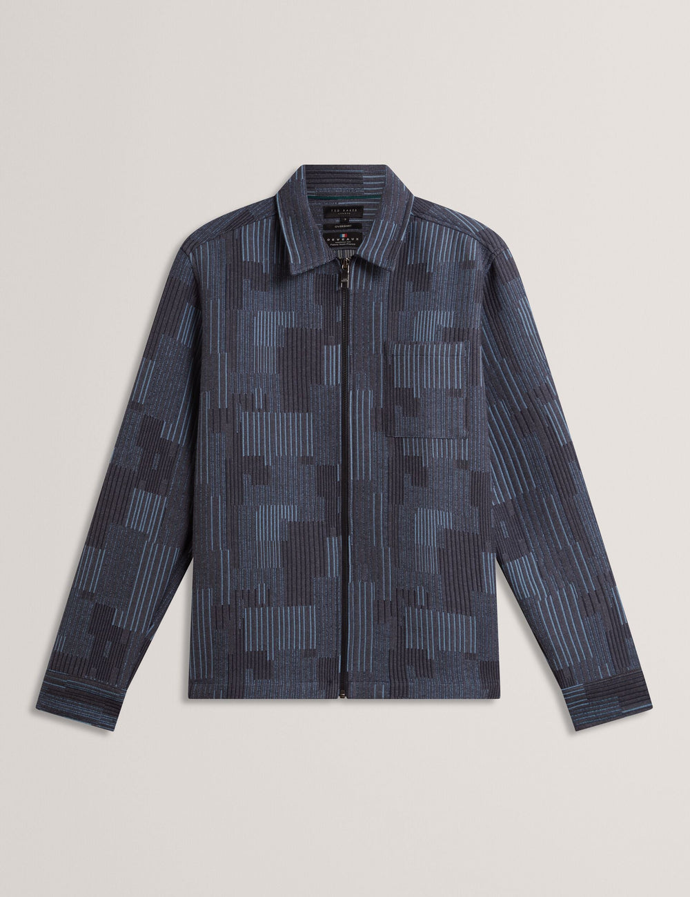 Men IWOJAN Mixed Weave Stripe Zip-Through Overshirt - Ted Baker