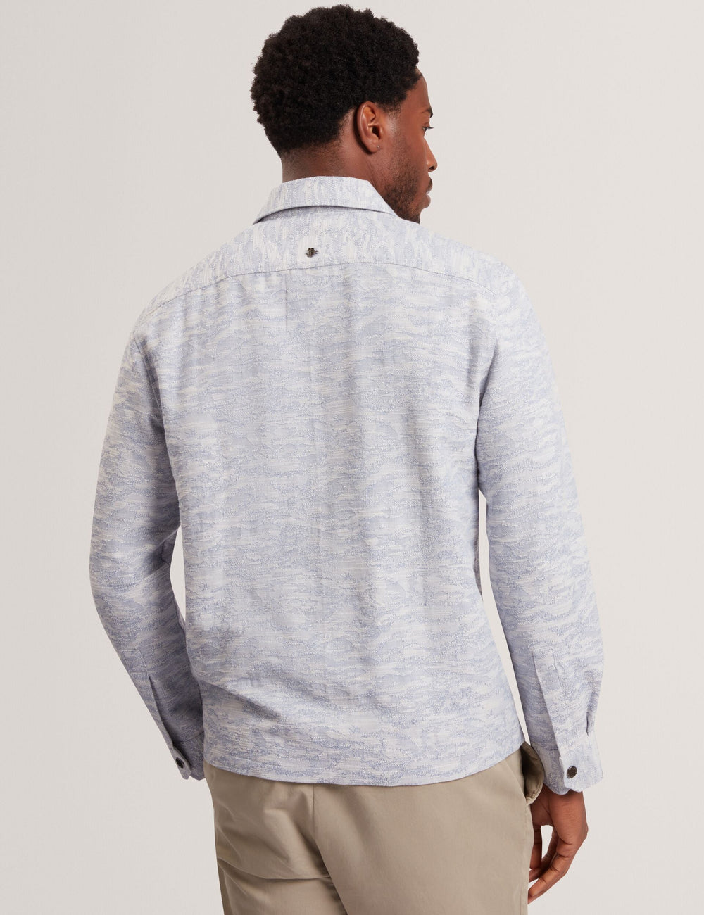 Men LERRETO Jacquard Light Denim Zip-Through Overshirt - Ted Baker