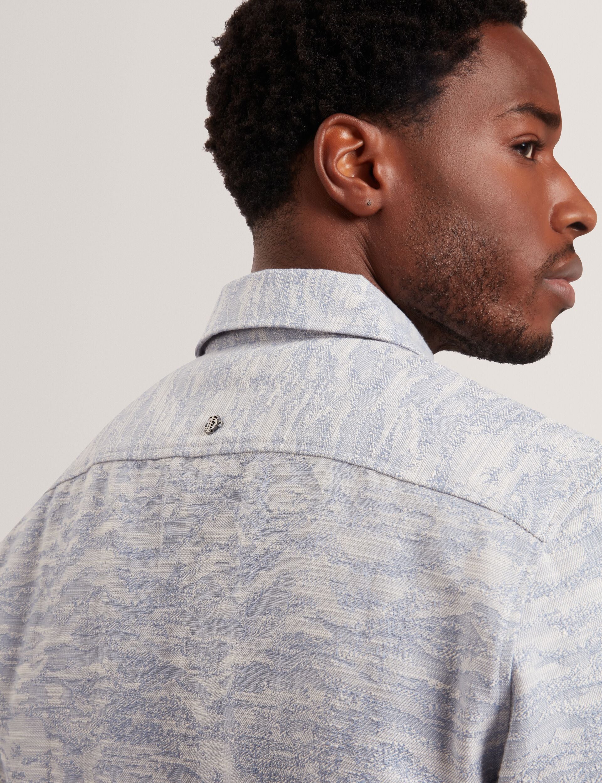 Men LERRETO Jacquard Light Denim Zip-Through Overshirt - Ted Baker