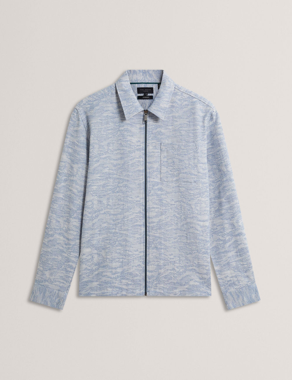 Men LERRETO Jacquard Light Denim Zip-Through Overshirt - Ted Baker