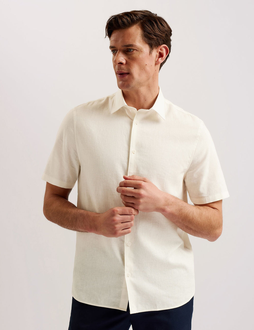 Men NAIRES Linen Blend Slim Short Sleeve Shirt - Ted Baker