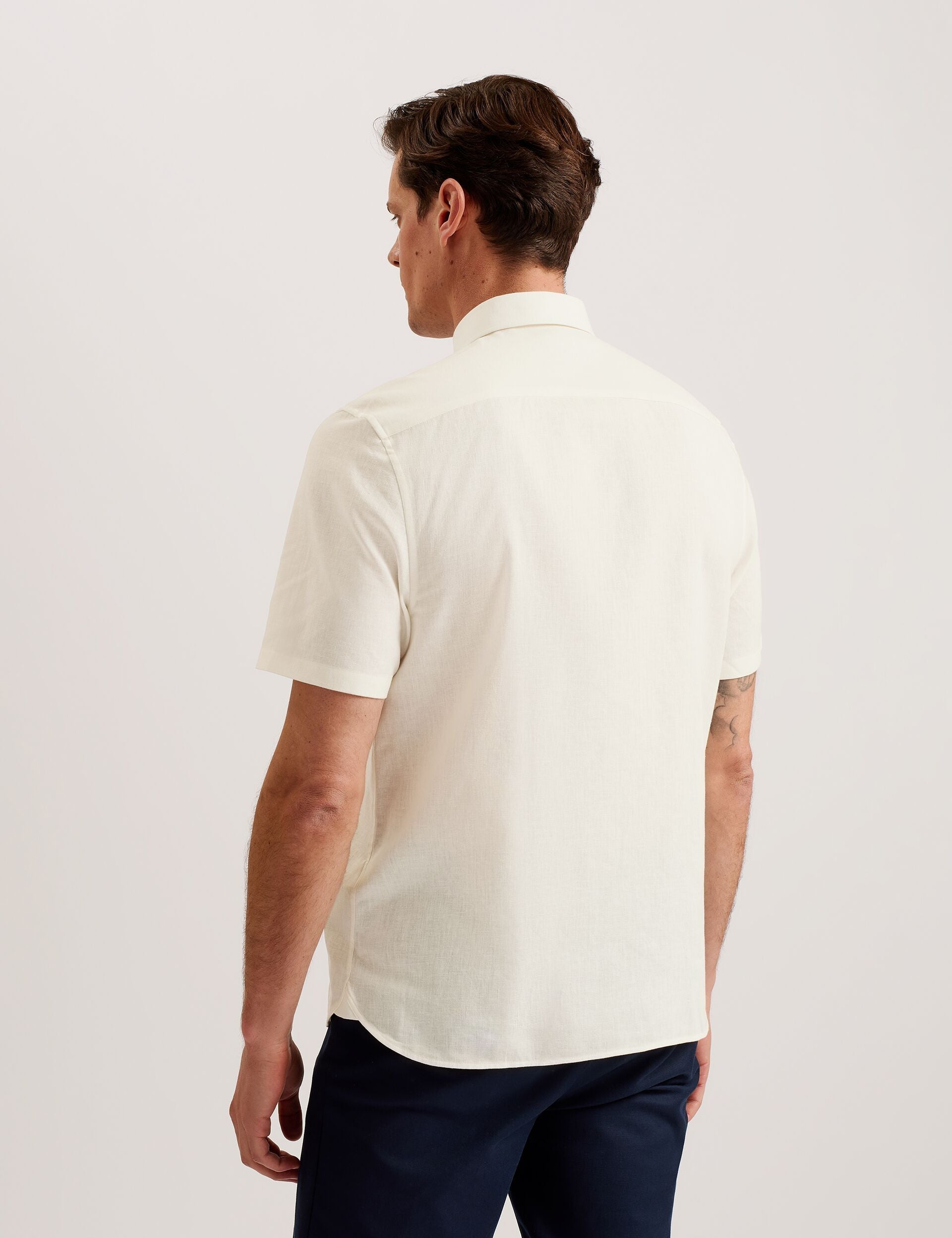Men NAIRES Linen Blend Slim Short Sleeve Shirt - Ted Baker