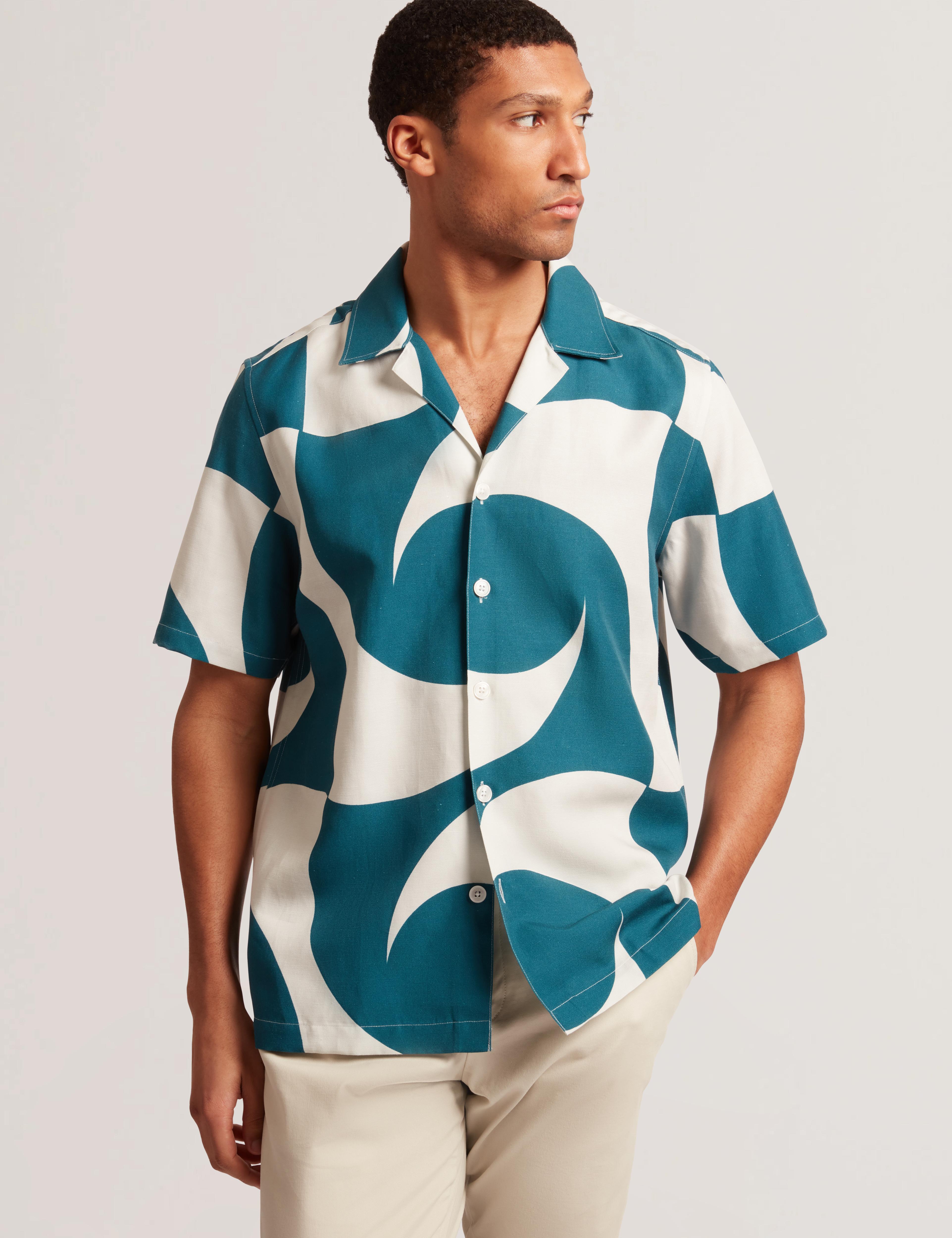 Men ROLDAN - Short Sleeve Oversized Swirl Print Shirt - Ted Baker