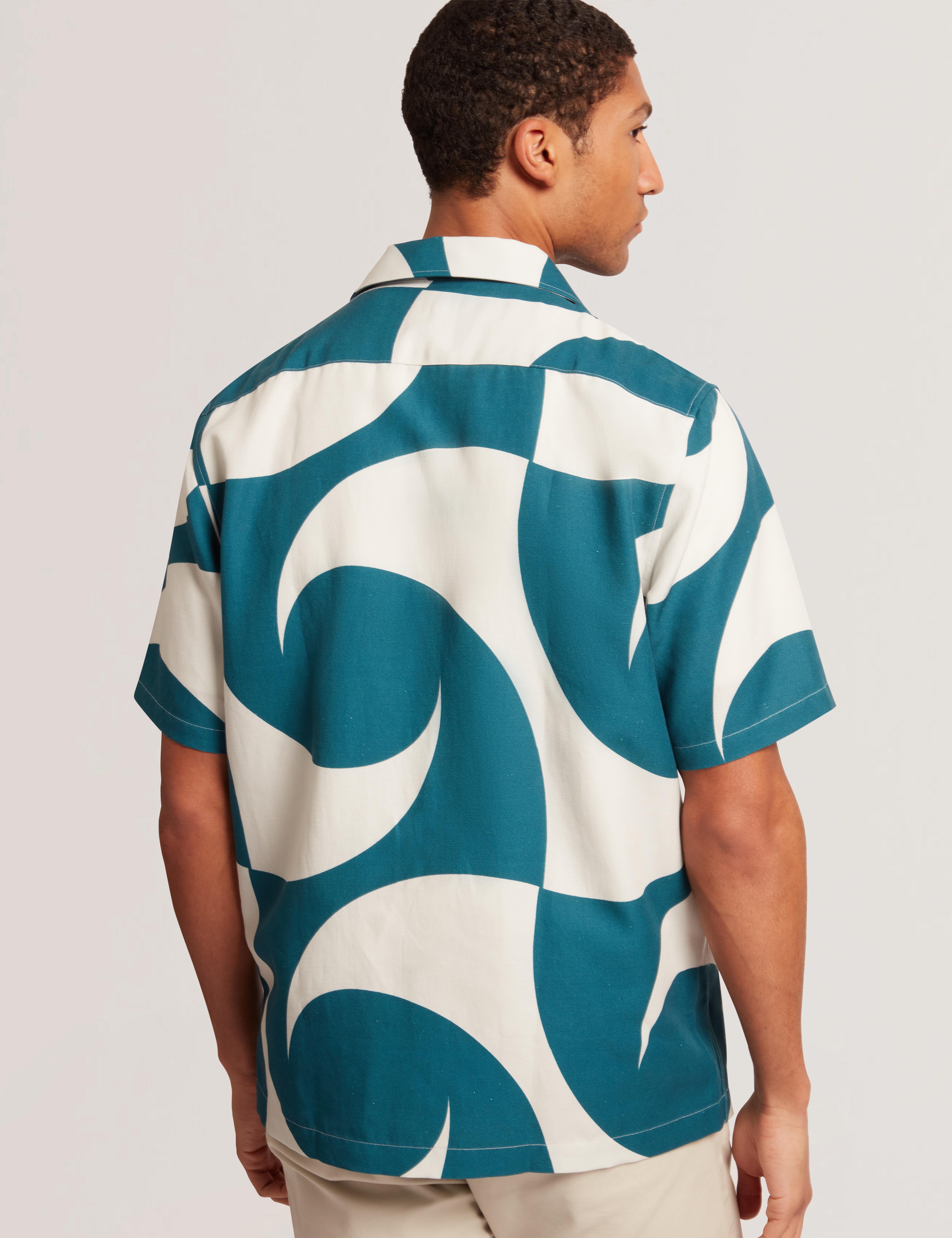 Men ROLDAN - Short Sleeve Oversized Swirl Print Shirt - Ted Baker