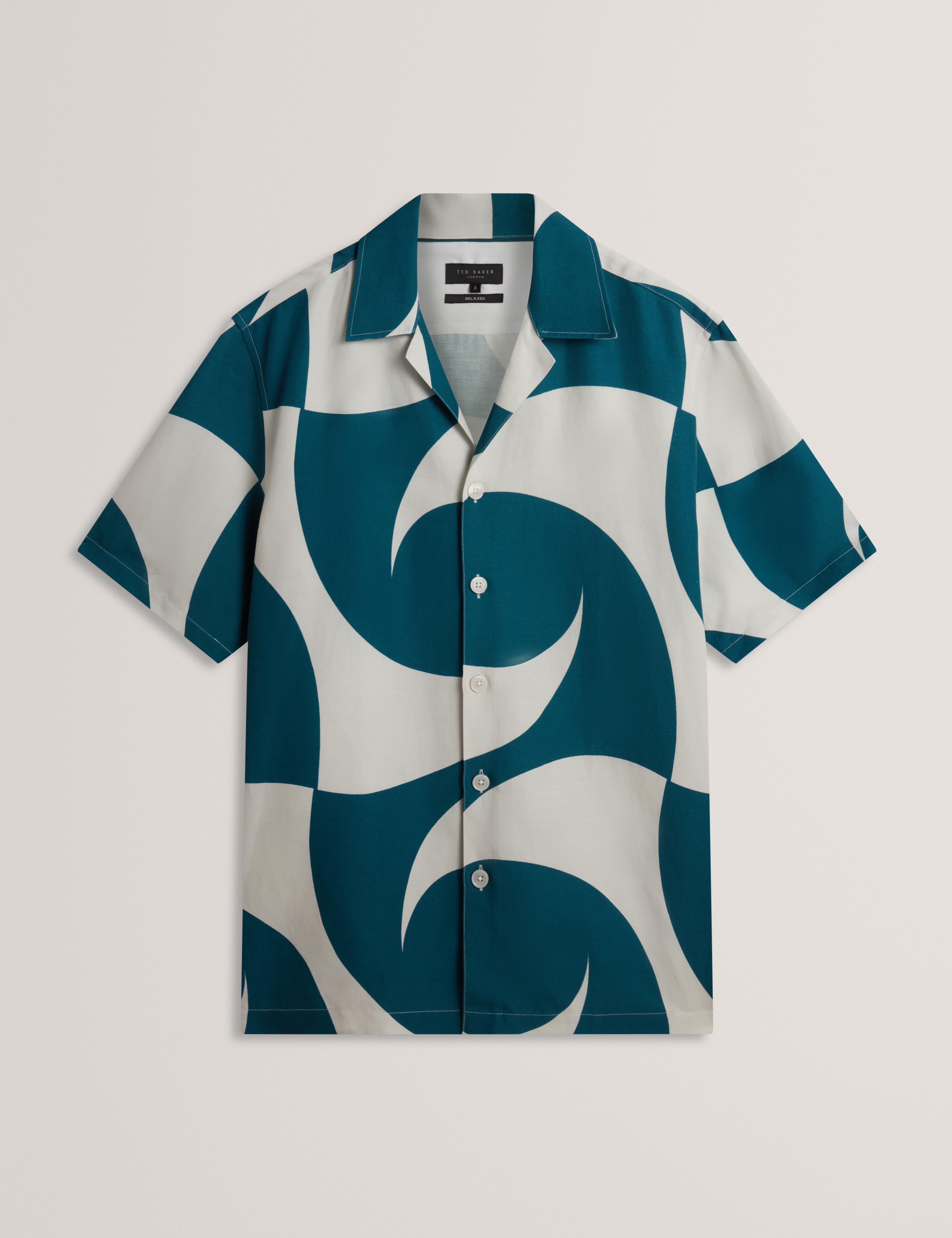 Men ROLDAN - Short Sleeve Oversized Swirl Print Shirt - Ted Baker