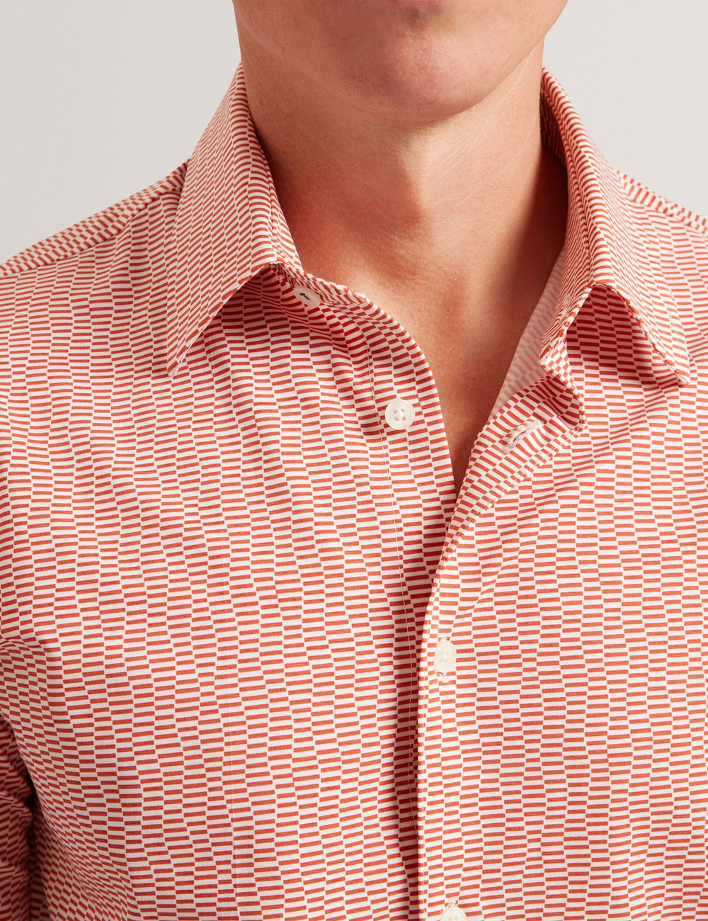 Men Orange Wavey Geo Print Short Sleeve Shirt | WAVEYS | Ted Baker - Ted Baker