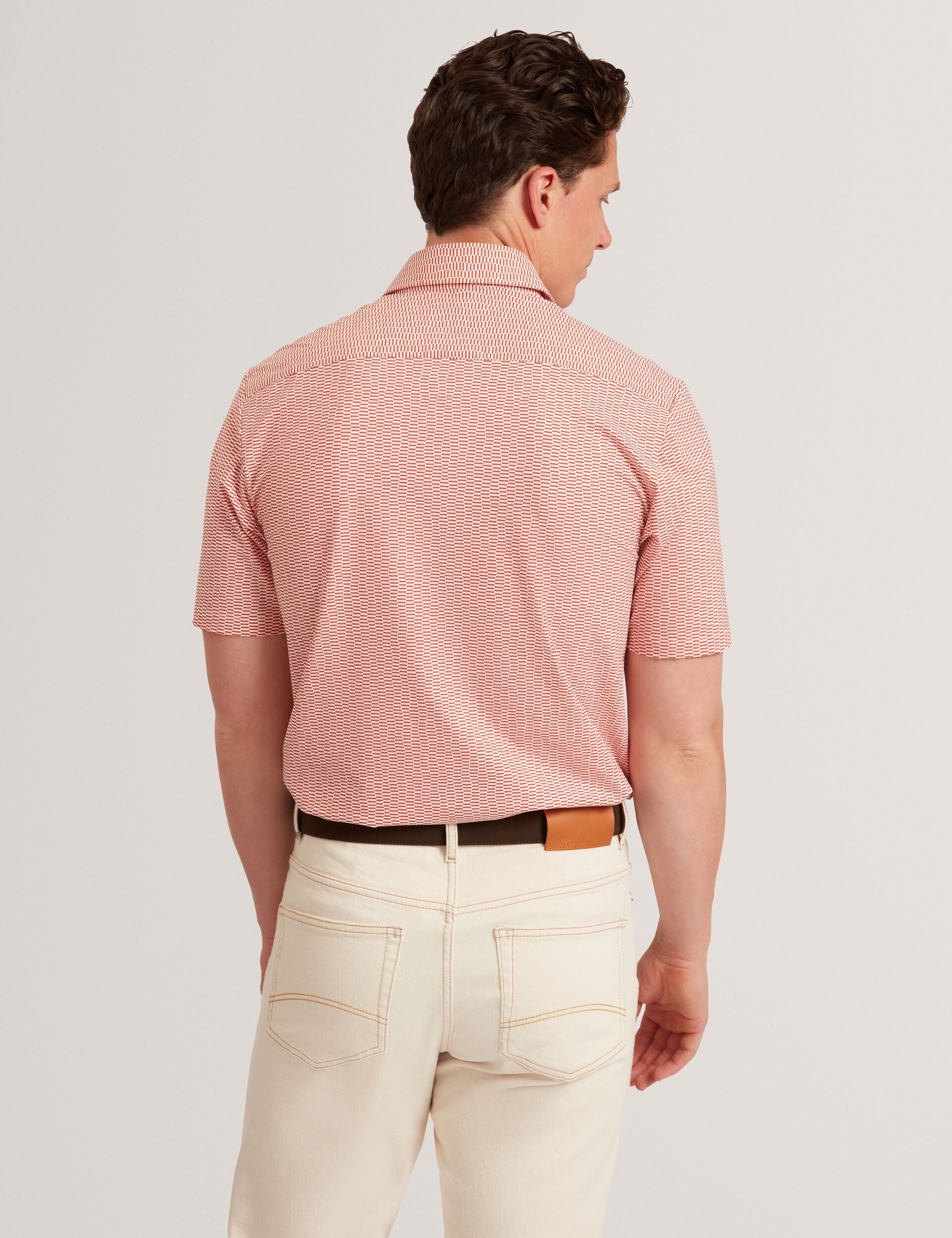 Men Orange Wavey Geo Print Short Sleeve Shirt | WAVEYS | Ted Baker - Ted Baker