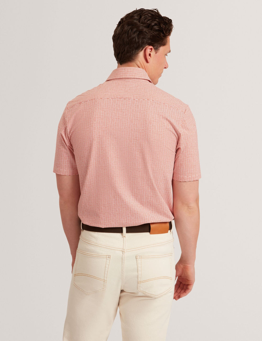 Men Orange Wavey Geo Print Short Sleeve Shirt | WAVEYS | Ted Baker - Ted Baker