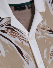 Men KYES - Leaf Print Knitted Short Sleeve Shirt - Ted Baker