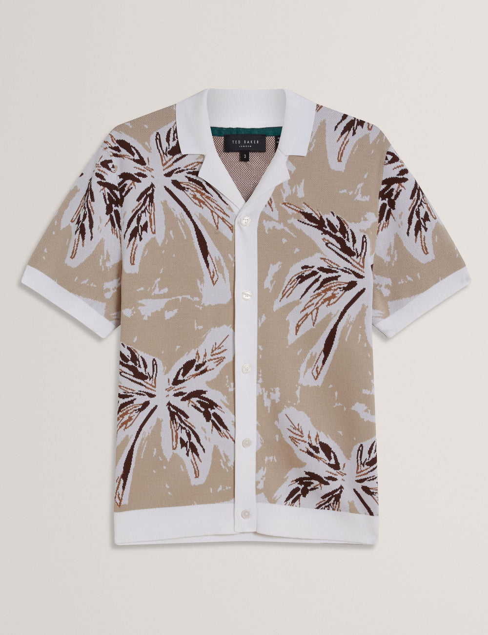 Men KYES - Leaf Print Knitted Short Sleeve Shirt - Ted Baker