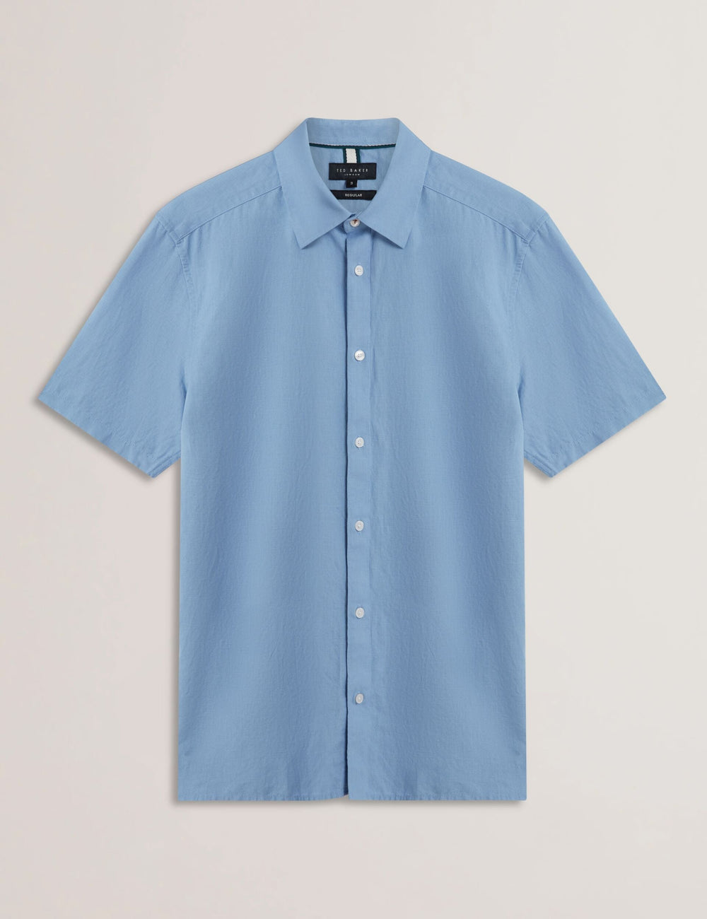 Men ZEFRE - Blue Short Sleeve Linen Woven Shirt - Ted Baker