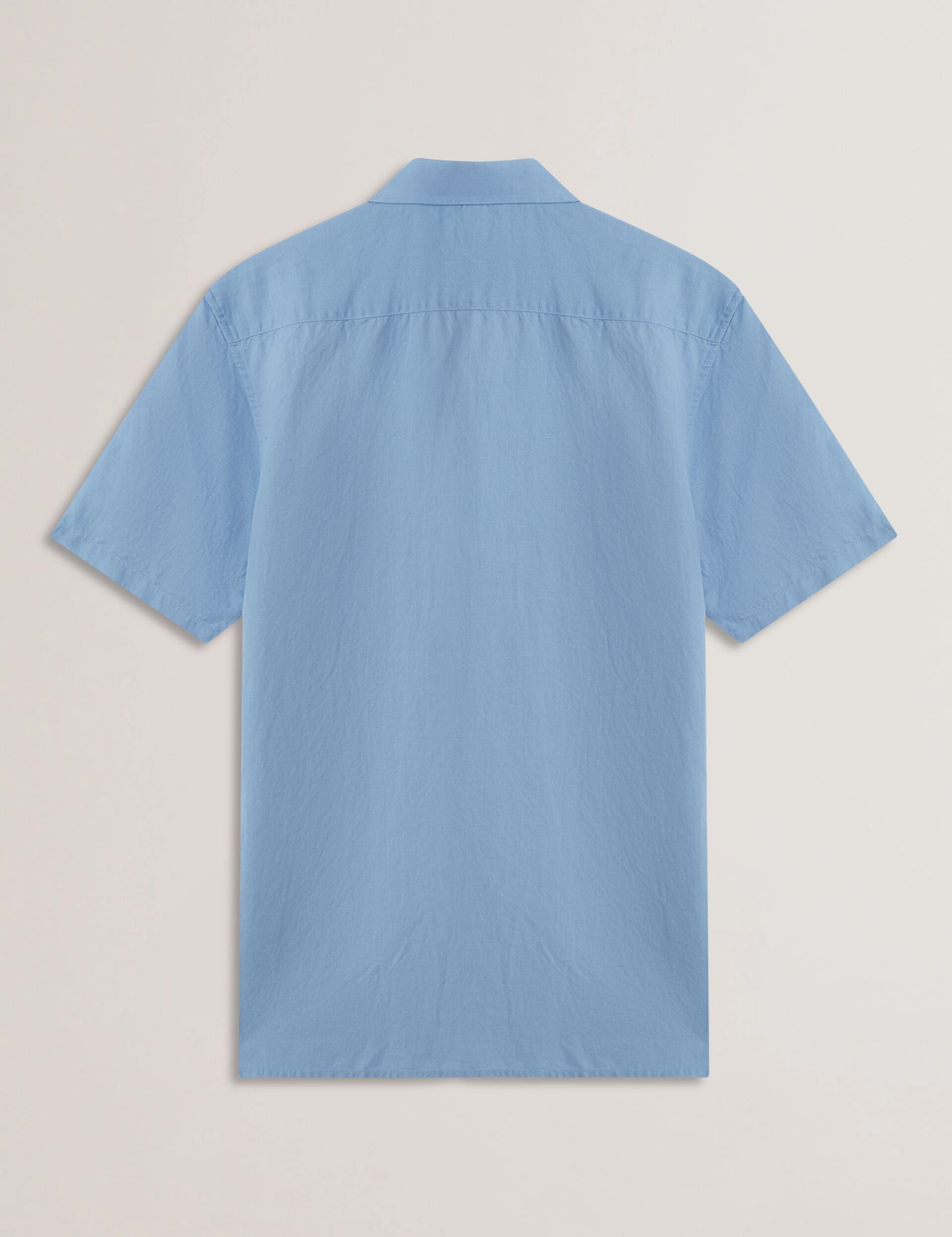 Men ZEFRE - Blue Short Sleeve Linen Woven Shirt - Ted Baker