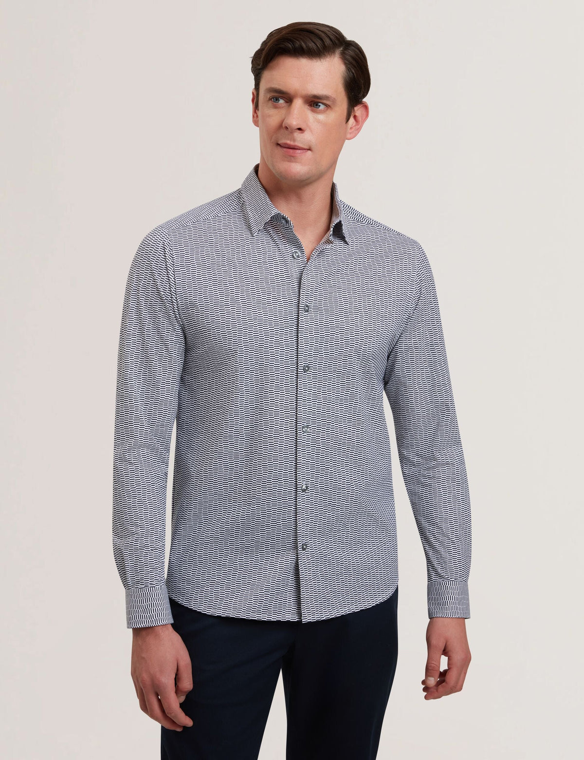 Men WAVEY - Long Sleeve Geo Print Shirt - Ted Baker