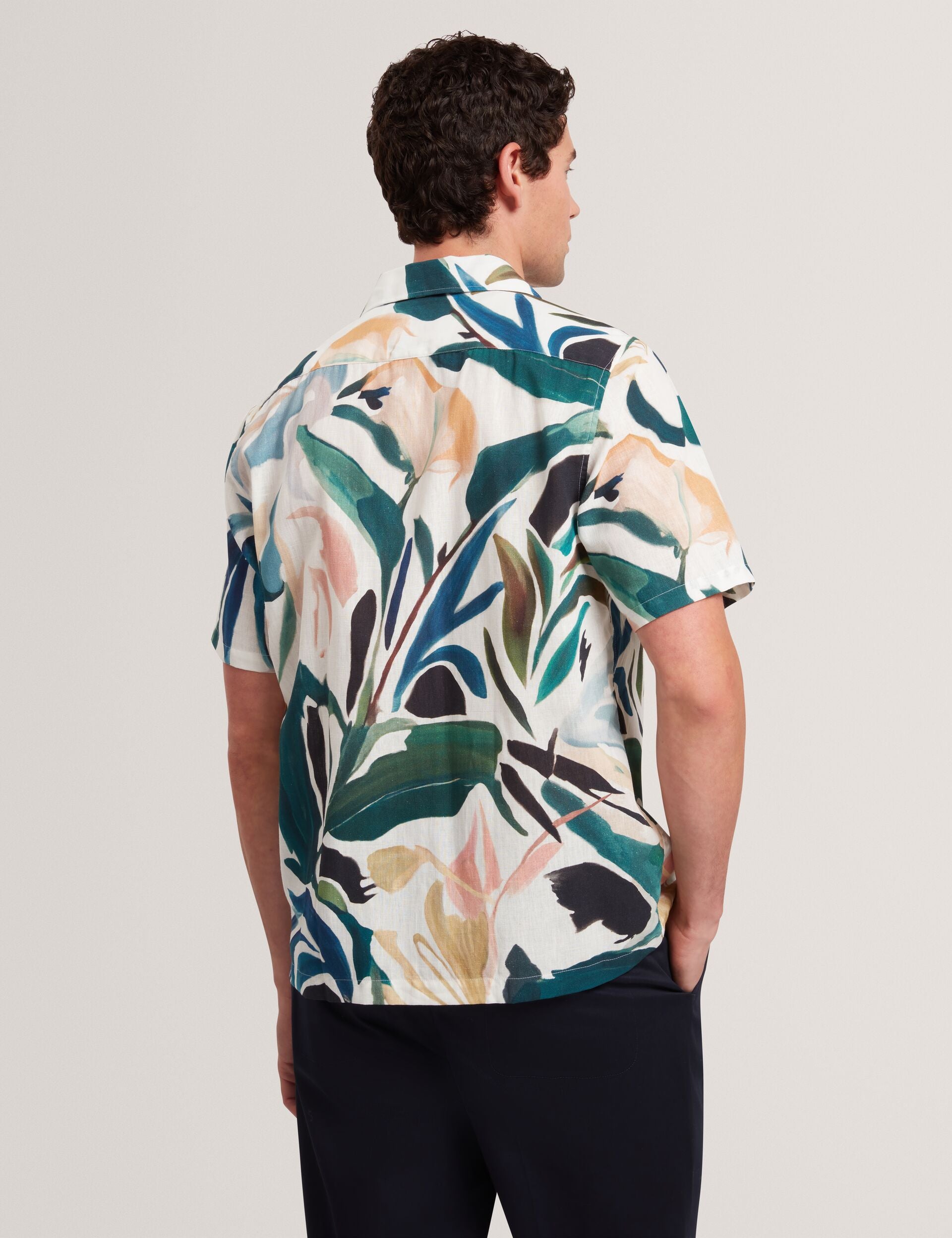 Men ROGNSKI - Relaxed Floral Short Sleeve Linen Shirt - Ted Baker