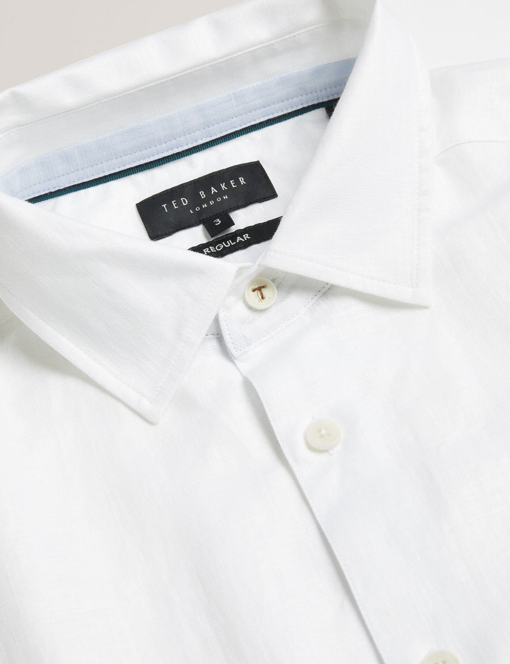 Men ROMEOS - White Regular Fit Cotton Linen Long Sleeve Shirt - Ted Baker