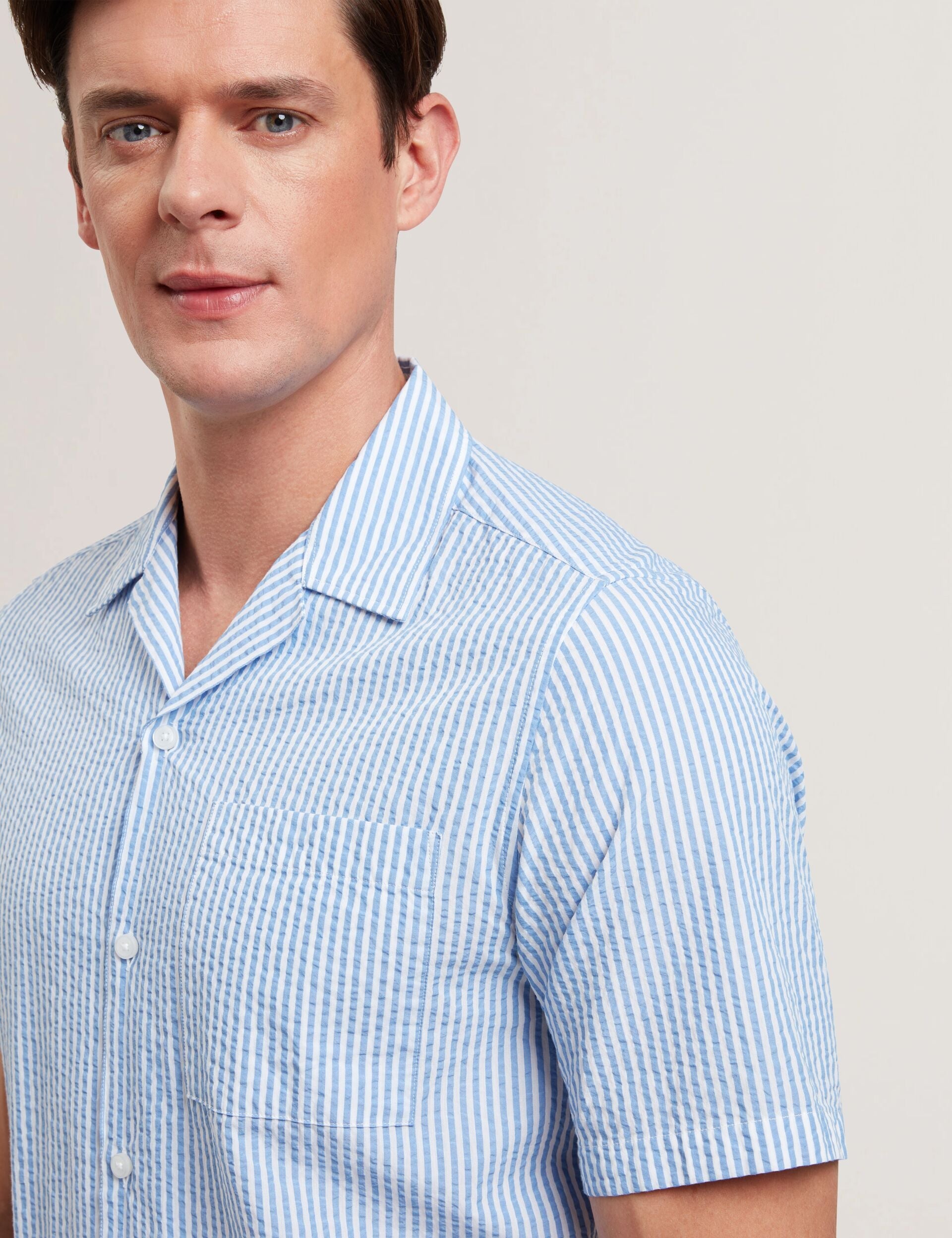 Men ELLYSON - Striped Seersucker Relaxed Cotton Shirt - Ted Baker