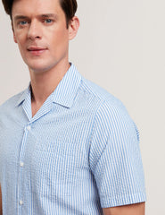 Men ELLYSON - Striped Seersucker Relaxed Cotton Shirt - Ted Baker