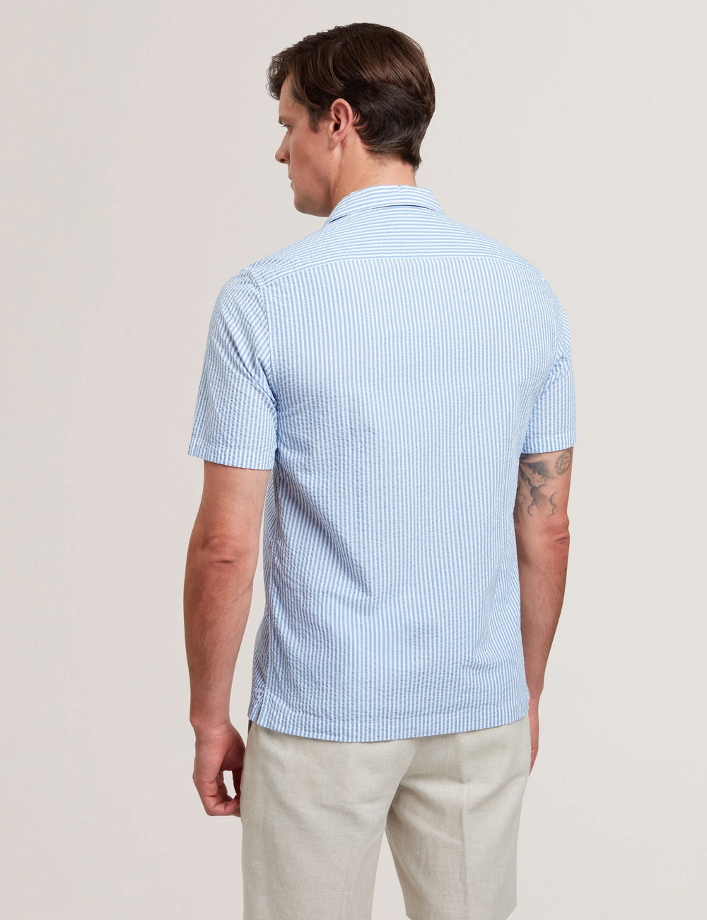 Men ELLYSON - Striped Seersucker Relaxed Cotton Shirt - Ted Baker