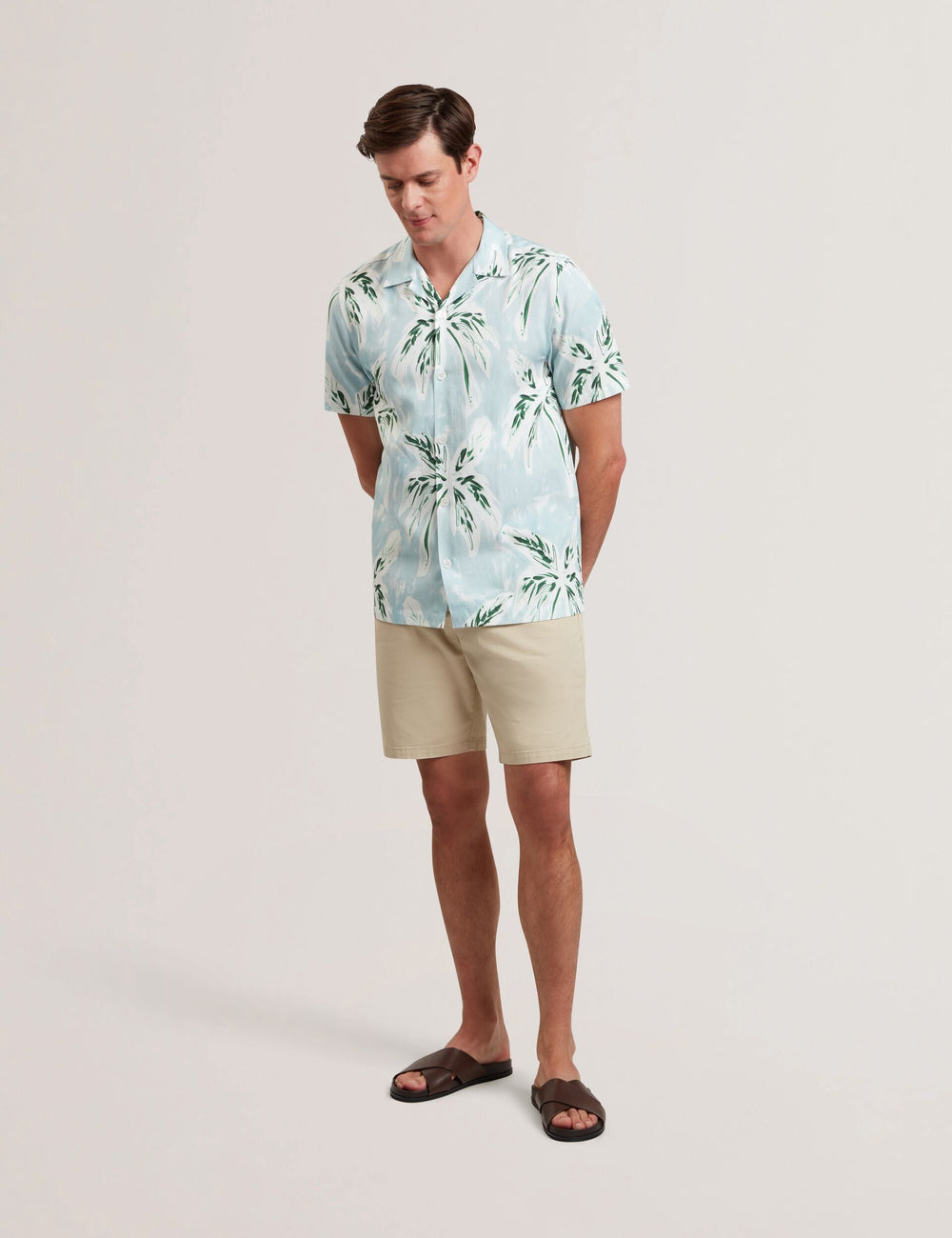 Men BOCHE - Tropical Print Linen Blend Relaxed Shirt - Ted Baker